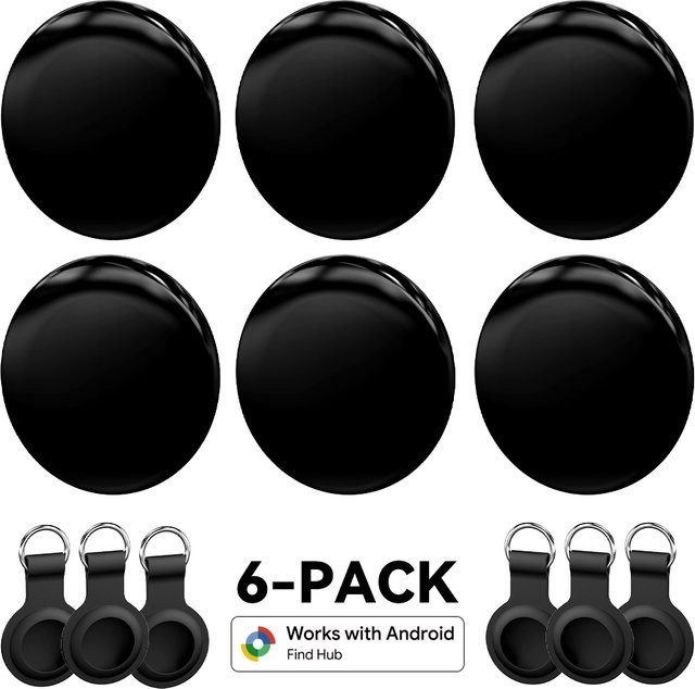 HIMOJO 6er-Pack GPS Tracker für Google Find My Device App, Schlüssel- und Gepäck-Ortungsgerät in Schwarz für Android-Geräte mit GMS - Bild 1