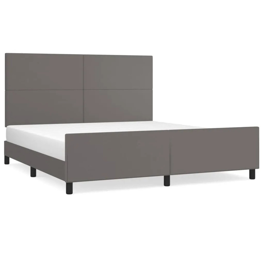vidaXL Bettgestell mit Kopfteil in Grau aus Kunstleder, B/T/H: 180 x 200 x 118 cm - Bild 2