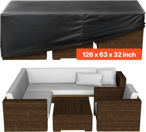 VEVOR Gartenmöbel Schutzhülle für Esstisch und Stühle aus 420D Oxford-Gewebe, wasserdicht, Schwarz, B: 320 cm, T: 160 cm, H: 71 cm - Bild 1