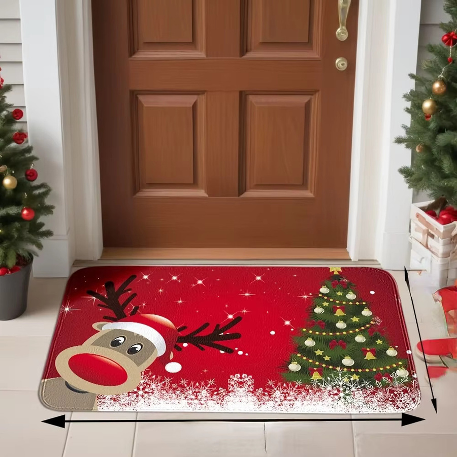 VIKAMA Weihnachts-Rentier Willkommensmatte in Rot für Wohnzimmer und Küche - Bild 2
