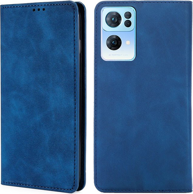 Luxus Flip Leder Schutzhülle mit magnetischer Halterung für OPPO Reno Serie in Schwarz - Bild 1