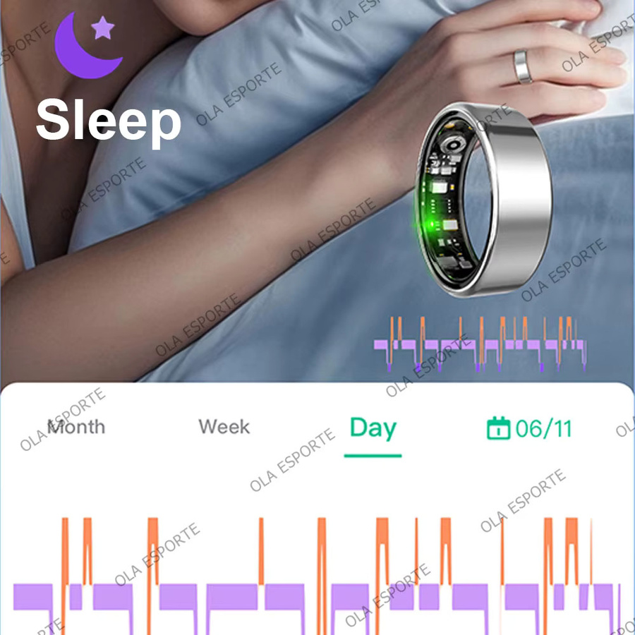 Ola Esporte Smart Ring Gold mit GPS, Herzfrequenz-, Blutsauerstoff- und Schlafmonitor, 5ATM Wasserdicht, Unisex - Bild 3