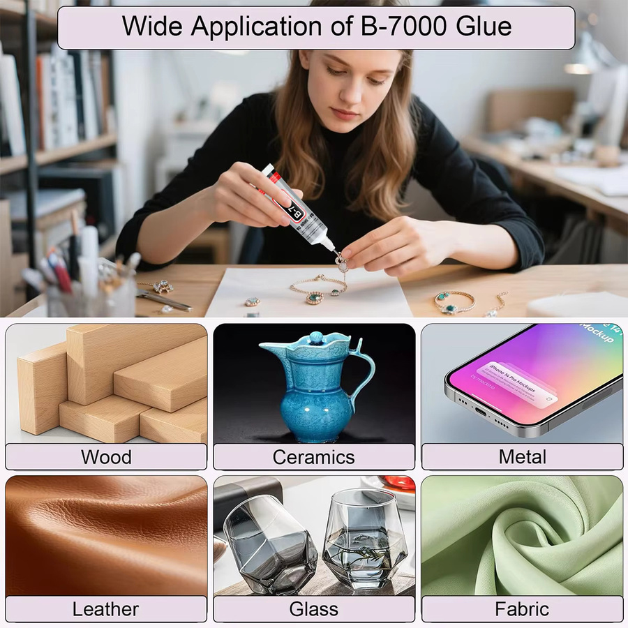 10 Stück B7000 Superkleber transparent, 15 ml pro Flasche, ideal für Handy-Reparaturen, Schmuck und DIY-Projekte mit Präzisionsapplikator - Bild 4