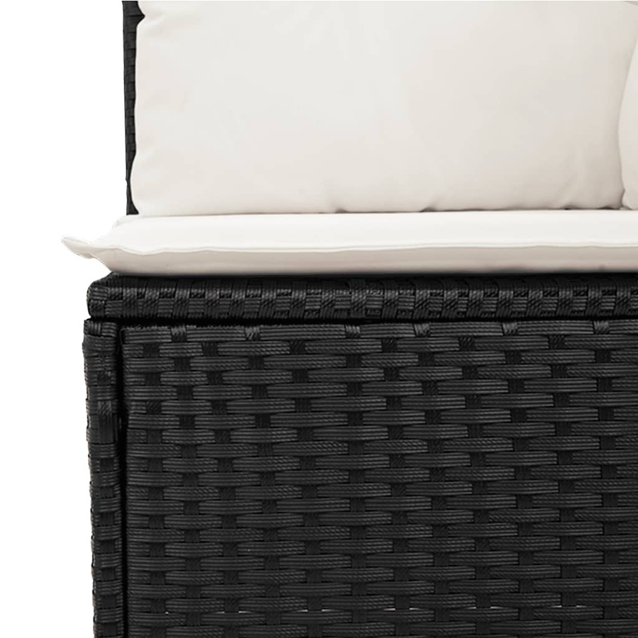 vidaXL 6-teiliges Garten-Sofagarnitur Set in L-Form aus Polyrattan mit Kissen in Schwarz - Bild 4