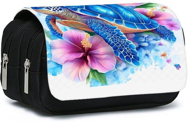 Fancy Style Studio Doppellagiges Klapp-Federmäppchen mit Meeresschildkröte und Korallenmuster in Multicolour - Bild 1