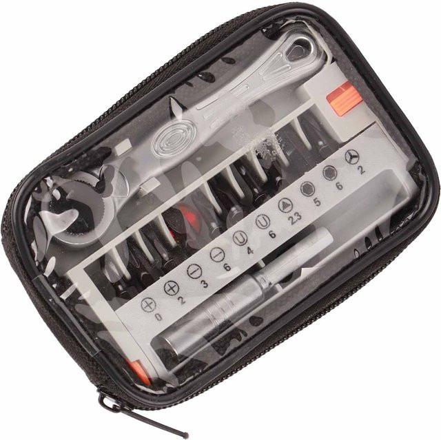 Fishine 12 in 1 Tragbares Mini Schnellratsche Steckschlüssel und Schraubendreher-Bits Set aus Edelstahl in Grau - Bild 1