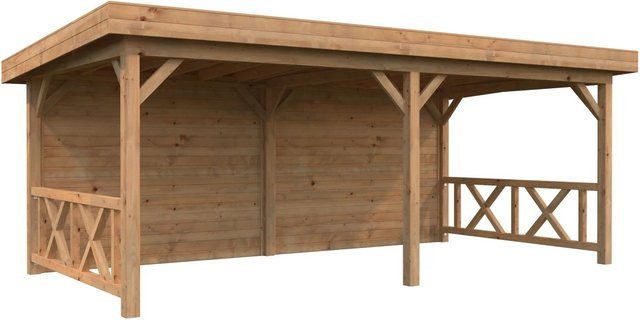 Palmako Pavillon Lenna Set 308 aus Fichtenholz in Braun mit Pultdach, B/H/T: 588 x 245 x 300 cm - Bild 1