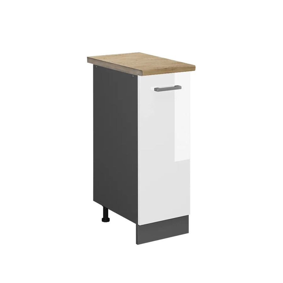 Vicco Apothekerschrank R-Line Weiß Hochglanz Anthrazit Eiche B: 30 cm, H: 81,6 cm, T: 60 cm - Bild 2