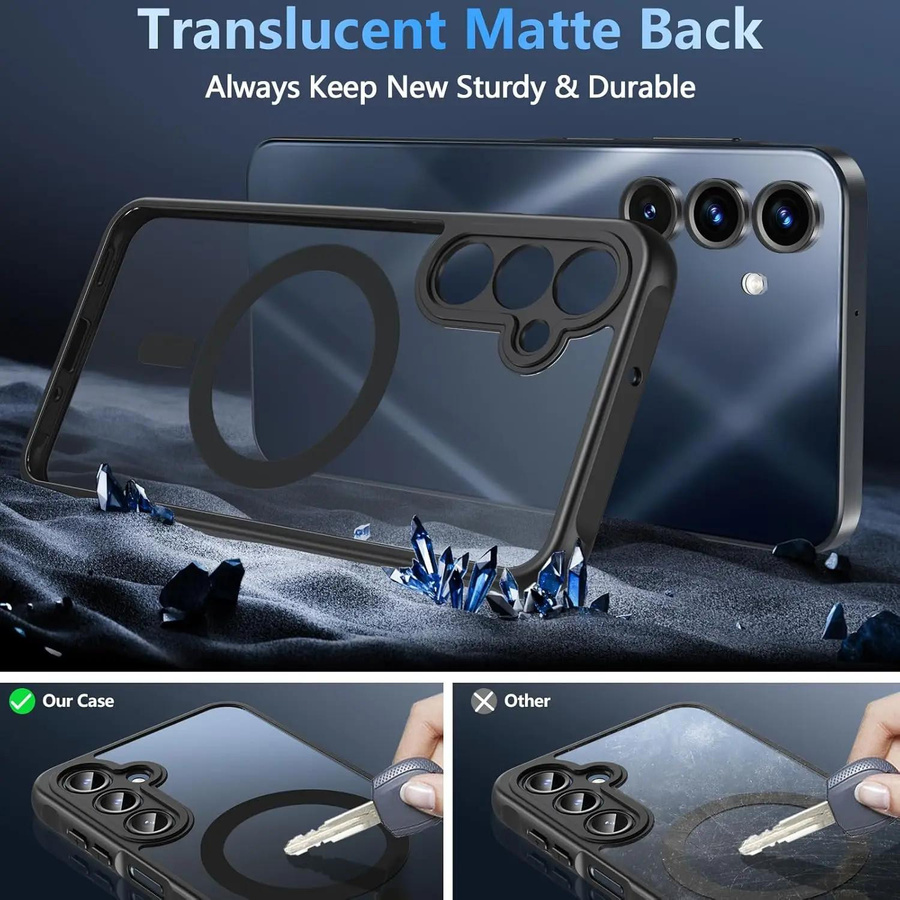 Magnetische kabellose Ladehülle für Samsung Galaxy A56 5G, stoßfeste matte Rückseite, transparent - Bild 2