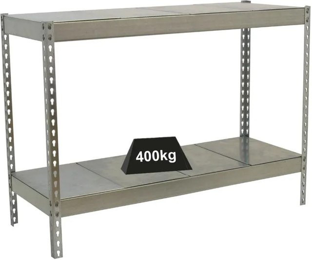 PROREGAL Schwerlastregal Mini Metal Yeti Two aus verzinktem Stahl in Silber, H x B x T: 90 x 150 x 60 cm, Fachlast 400 kg - Bild 1