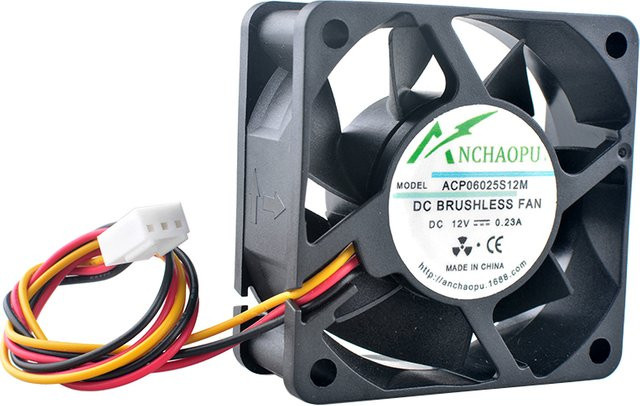 ANCHAOPU Kühlventilator DC12V 0,23A 3000U/min Mini-Gehäuse CPU-Lüfter zur Wärmeableitung, Schwarz, B/T/H: 6,0 x 6,0 x 2,5 cm - Bild 1