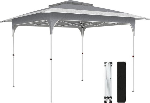 Outsunny Pop-up Faltpavillon mit Doppeldach Dunkelgrau B/T: 3,5 x 3,5 m - Bild 1