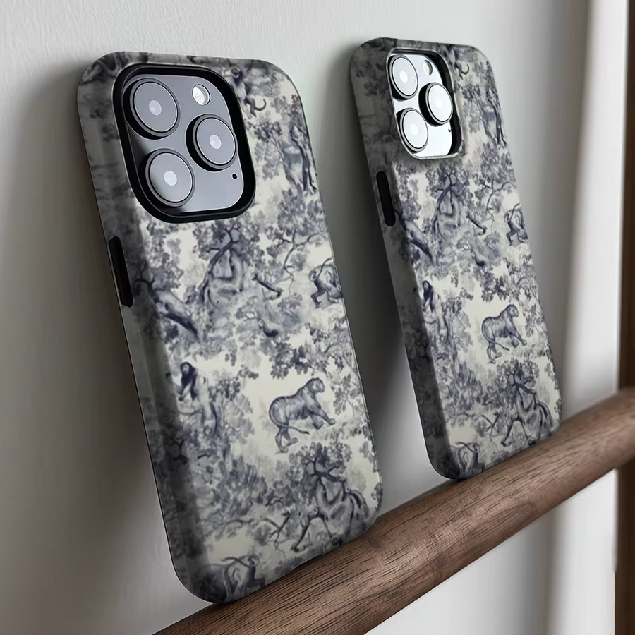 CaseLumi Matte Bumper Schutzhülle mit MagSafe Kompatibilität für iPhone 17 16 15 14 13 Pro Max im Vintage Safari Tapisserie Design aus hartem PC - Bild 2