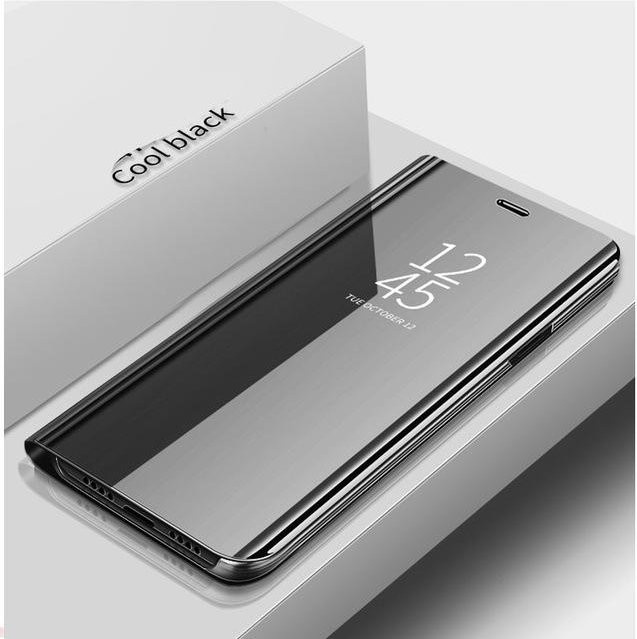 Samsung Galaxy S24 FE 5G Hülle mit Smart Mirror Flip Lederabdeckung und magnetischem Ständer in Schwarz - Bild 1