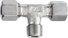 Riegler T-Einschraubverschraubung aus Edelstahl in Silber, R 1/4 a., für Rohr-Außendurchmesser 10 mm, Werkstoff 1.4571 - Bild 1