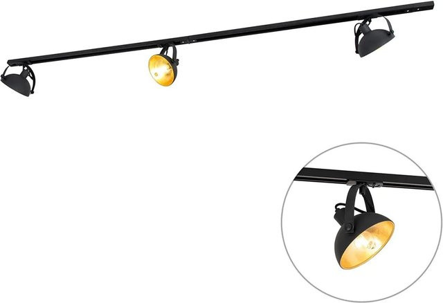 QAZQA 1-Phasen Schienensystem mit 3 dimmbaren LED-Strahlern in Schwarz, verstellbar und modern - Bild 1