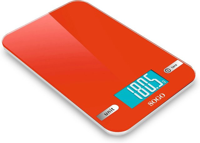 SOGO Easypix digitale Küchenwaage mit Glasoberfläche in Rot - Bild 1