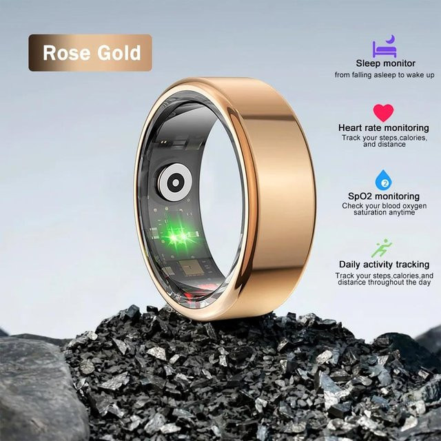 GLOBUS Smart-Ring Gold mit Gesundheitsüberwachung und 100+ Sportmodi für Männer und Frauen, wasserdicht nach 5ATM mit Herzfrequenz-, SpO2- und Schlaftracking - Bild 1
