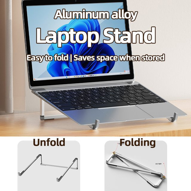 MUMUCC Laptopständer aus Aluminiumlegierung in Silber, tragbarer und höhenverstellbarer Ständer zur Wärmeableitung für das Büro - Bild 1