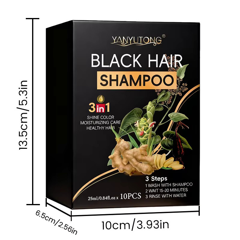 Schwarzes Haarshampoo mit Kräutern, 10 Stück - Bild 5