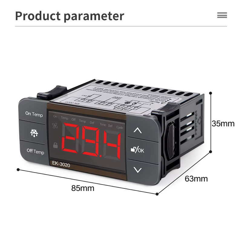 JUANJUAN Digitaler Temperaturregler EK-3020 Hygrometer Thermostat mit zwei Relaisausgängen und Sonde in Schwarz, 220 V - Bild 4