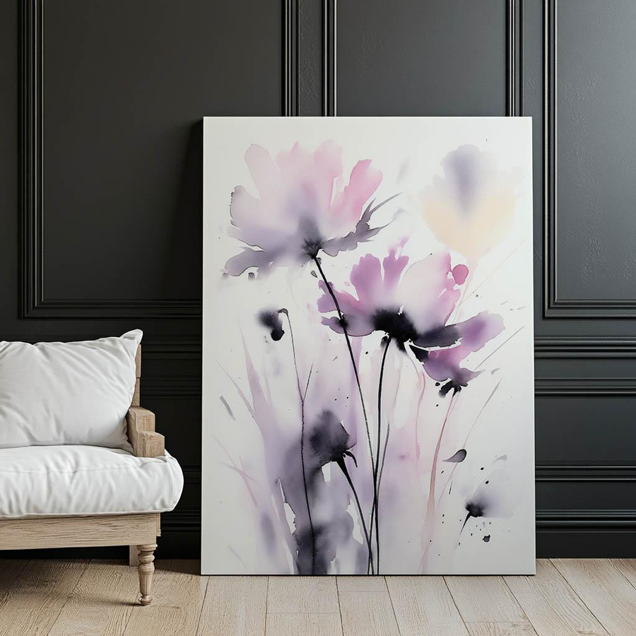 Wandbild Zarte Aquarellblumen von Marcin Zbijowski mit goldenem Aluminiumrahmen, B/H: 50 x 70 cm - Bild 3