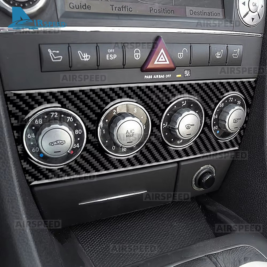 AIRSPEED Carbon Fiber Trim Aufkleber für Mercedes Benz SLK R171, Schwarz, Mittelkonsole und AC Panel - Bild 1