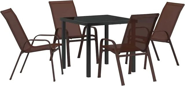vidaXL 5-teiliges Garten-Esszimmer-Set in Braun aus Textilene und Stahl mit modernem Design - Bild 1
