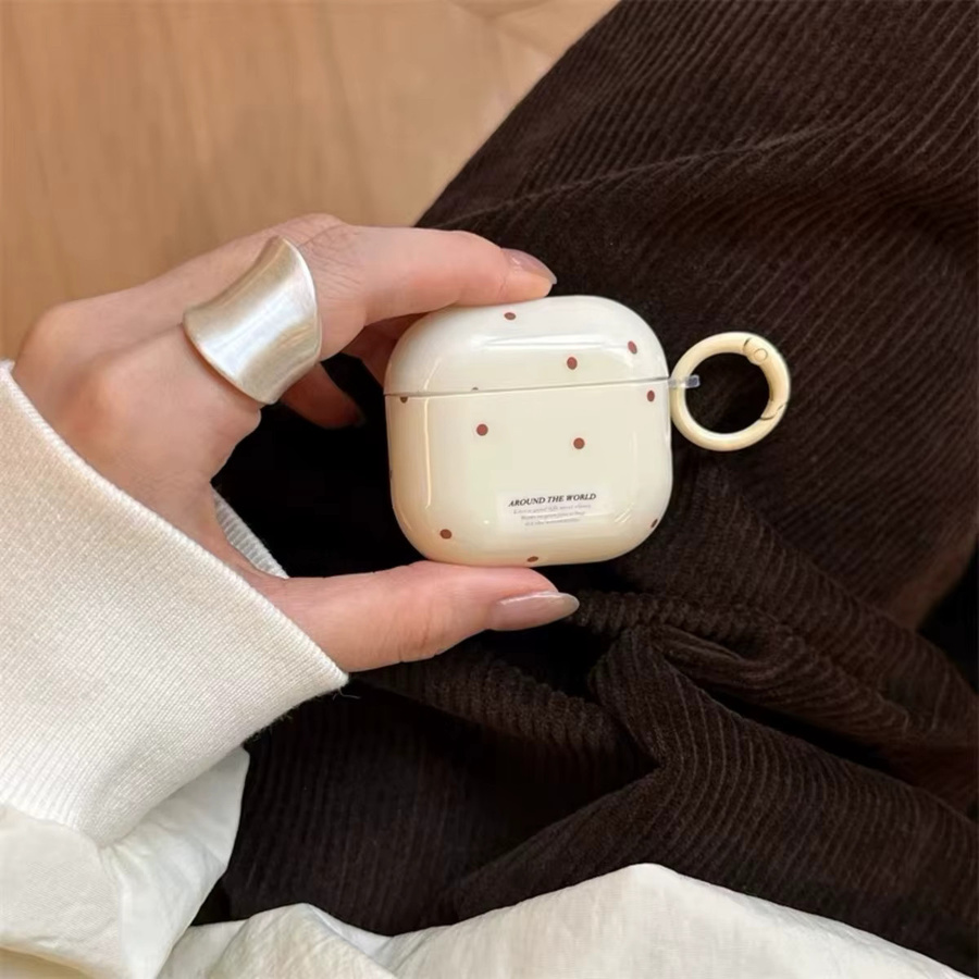 Apple Airpods Pro 2 und Airpods 4 Schutzhülle mit Polka Dot Label in Kaffeebraun - Bild 4
