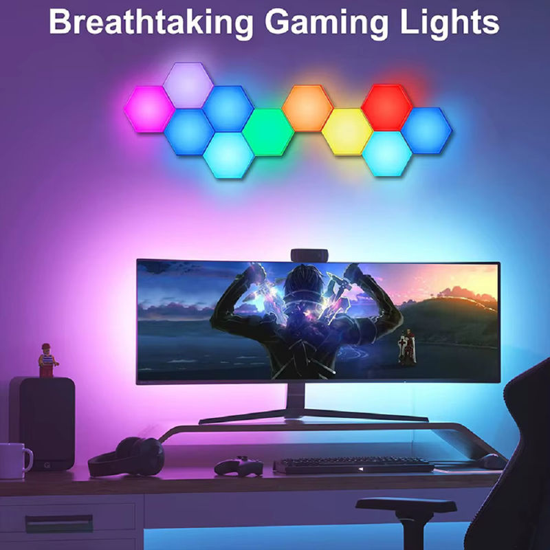 LAZZ HARR RGB Intelligente Sechseckige LED Wand Lampe mit App-Steuerung und Musik-Rhythmus-Modus, Multicolour Nachtlicht für Schlafzimmer und Spielzimmer - Bild 5