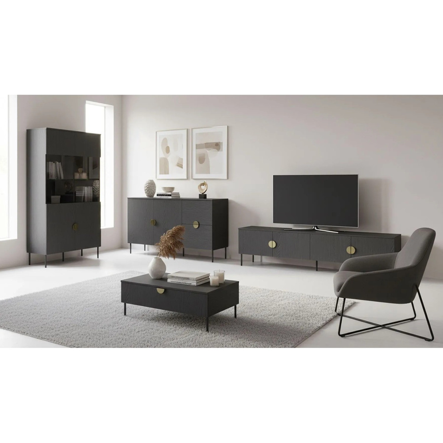 Feldmann-Wohnen Wohnzimmer-Set Mond 4-teilig in Anthrazit mit modernem Design - Bild 2