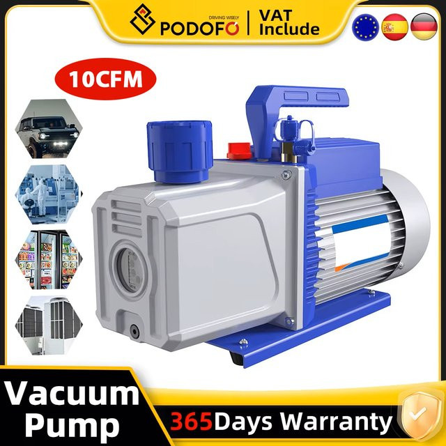 Podofo 2RS-4 Zweistufige Drehschieber-Vakuumpumpe in Blau für Auto-HVAC-Klimaanlagenreparatur mit 10CFM und 2HP Hochleistung - Bild 1