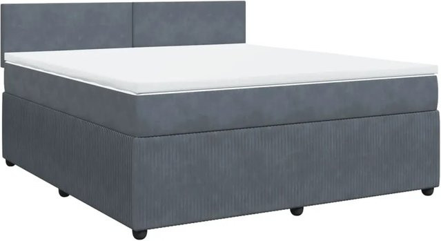 vidaXL Boxspringbett mit Matratze Dunkelgrau Samt B/T/H: 180 x 200 cm - Bild 1