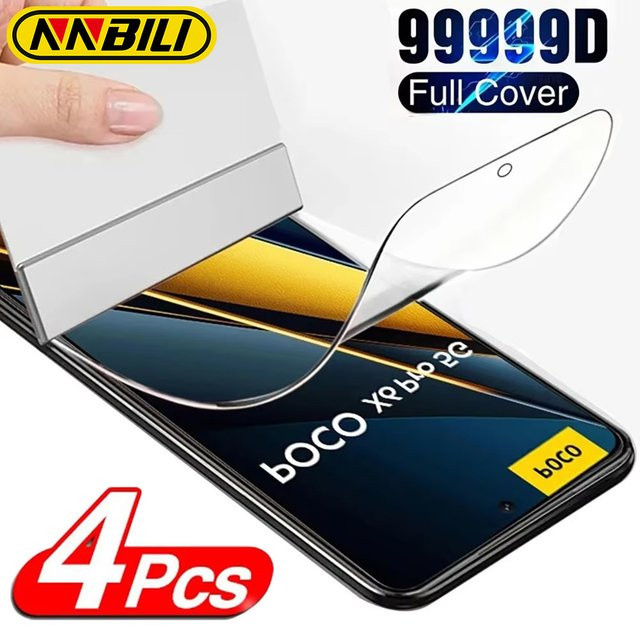 4er-Pack Hydrogel Displayfolie für Xiaomi Poco X6 F5 Pro F4 GT F3 C65 X3 X4 X5 M4 M3 M6 Pro GT 5G M5S, transparent - Bild 1