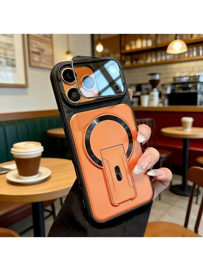 EIENACOCO Unsichtbare Magnetische Standhülle für iPhone mit Objektivschutz und kabellosem Laden in Rot - Bild 6