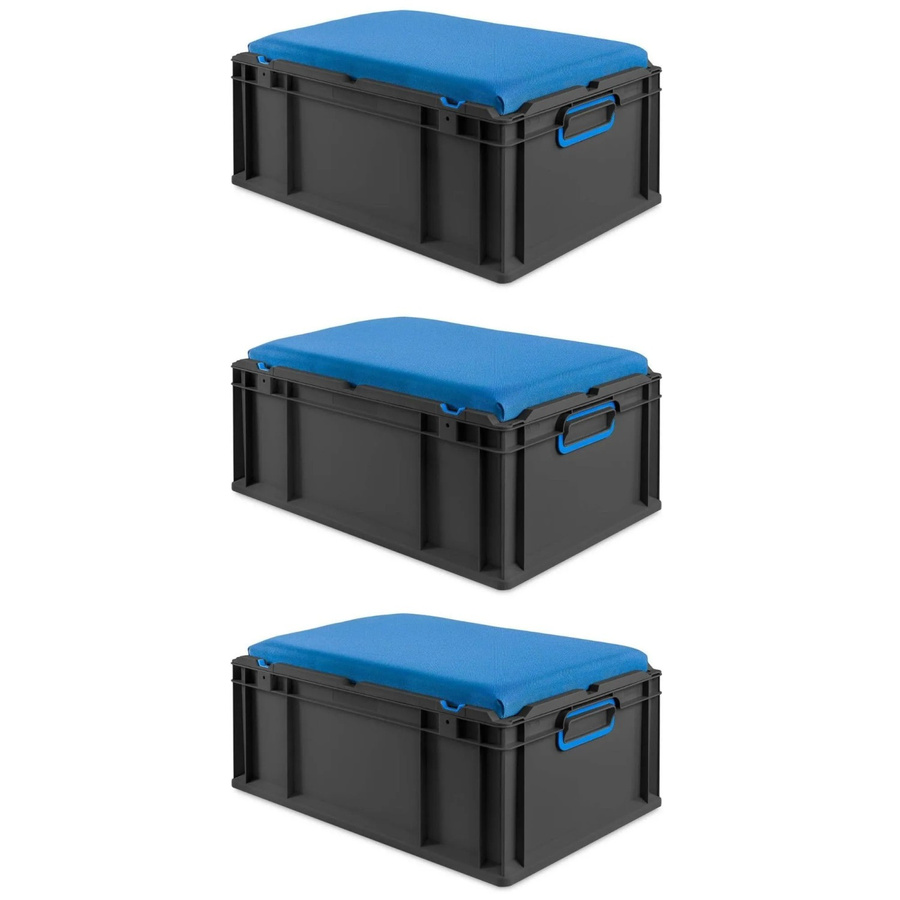 PROREGAL Sparset 3x Eurobox Nextgen Seat Box Blau Schwarz, H x B x T: 26,5 x 40 x 60 cm - Bild 2