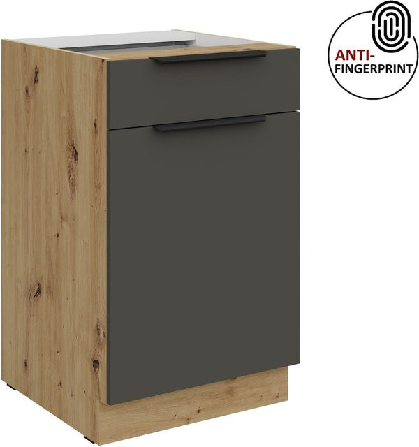 Küchenunterschrank ARIA in Graphite Grau matt mit Anti-Fingerprint-Beschichtung, Breite: 50 cm - Bild 1