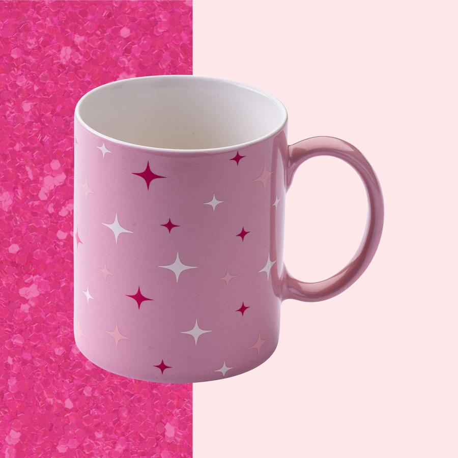 Paris Hilton Tasse mit Sternen in Pink und Weiß, 350 ml - Bild 2