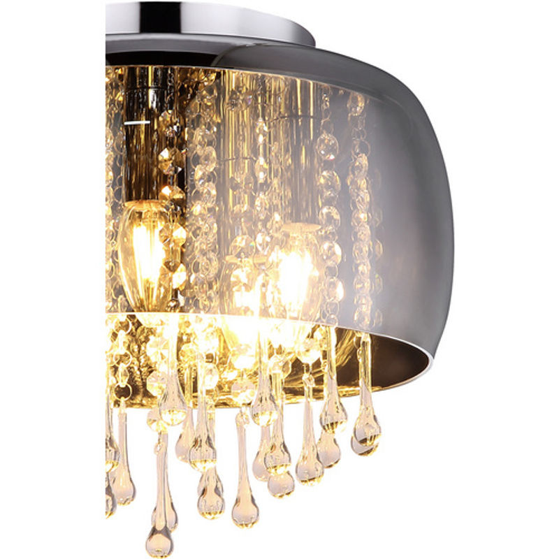 GLOBO LIGHTING Kalla LED-Deckenleuchte in Chrom mit Glas, rund, Durchmesser: 35 cm, Höhe: 125 cm - Bild 3