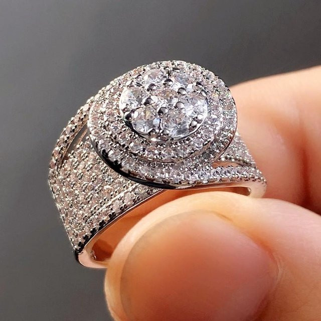 YIRAN Ring, Messing, Gold, Zirkonia, Damen - Bild 1