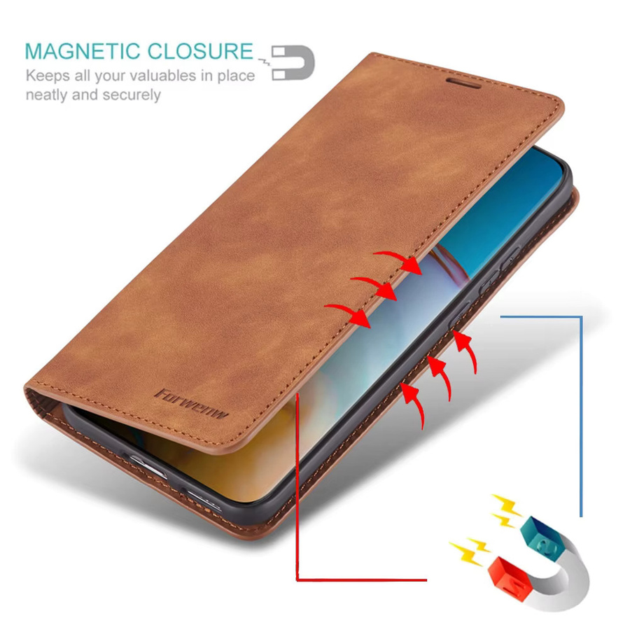 Luxus Leder Handyhülle mit magnetischer Flip Brieftasche für Huawei P40 P30 P20 Mate 30 20 Pro Lite P Smart Plus in Braun - Bild 2