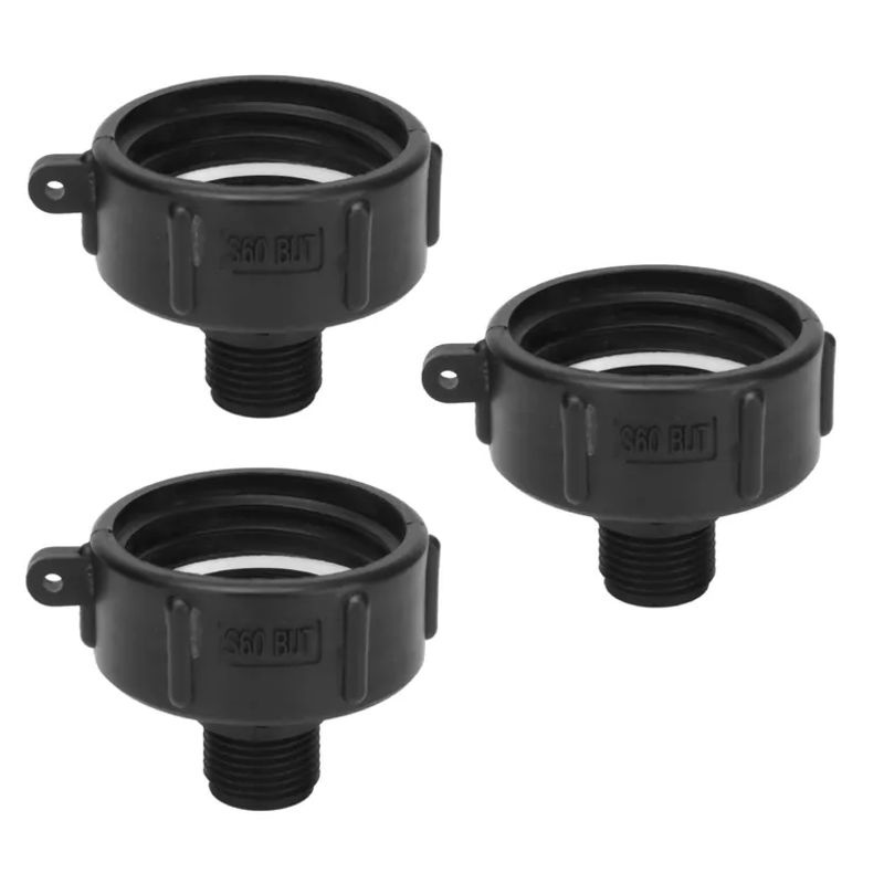 3er Set IBC Tankanschluss G34 Gewinde aus schwarzem ABS Kunststoff als Ablaufadapter Ersatzventilanschluss S60x6 von TOMTOP JMS - Bild 2