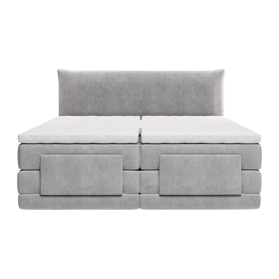 Vente-unique Boxspringbett Zanoro Polsterbett aus Stoff in Lichtgrau, Höhe: 216 cm, Breite: 200 cm, Tiefe: 200 cm - Bild 2
