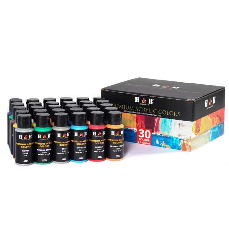 ZJMZYM Acrylfarbe Set mit 30 Farben in Multicolour, 60 ml pro Flasche, wasserfeste Pigmente für Kunst und Handwerk - Bild 4
