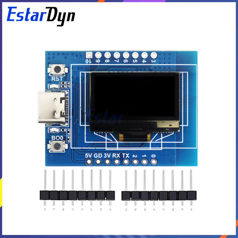 Estardyn ESP32-C3 Entwicklungsboard mit OLED-Display, WiFi und Bluetooth IoT-Modul mit Keramikantenne in Blau und Gelb - Bild 1