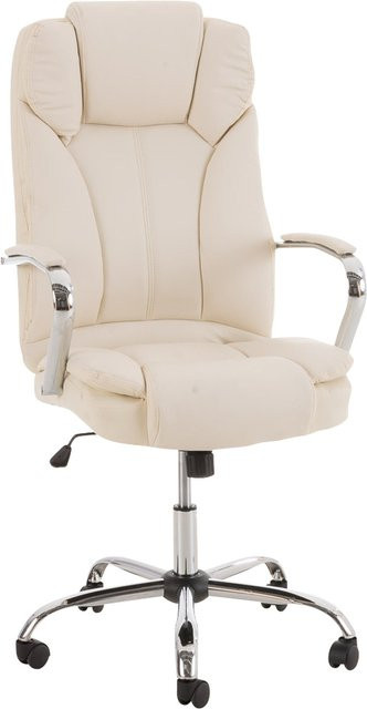 TPFLiving Bürostuhl Xavier Executive Chair aus Kunstleder in Beige mit Armlehnen und Rollen - Bild 1