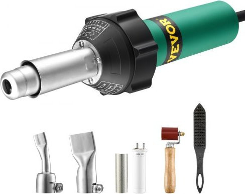 VEVOR Heißluft-Kunststoffschweißgerät 1600W mit 5-teiligem Kunststoffschweiß-Set für PVC, TPO und Vinyl in Grün - Bild 1