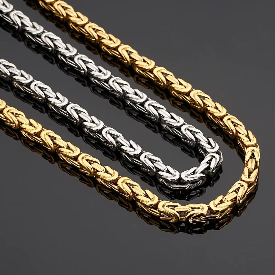 Fongten Halskette, Byzantinische Kette, Edelstahl, Gold, 66 cm, Herren - Bild 2