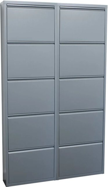 ebuy24 Pisa Schuhschrank aus Metall in Grau, Wandmontage, 10 Klappen, Modernes Design, Matt - Bild 1