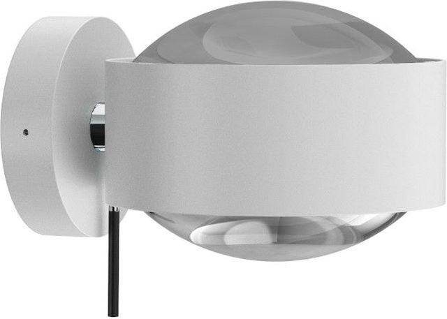 Top Light Puk Maxx Wall LED-Wandleuchte in Weiß matt und Chrom mit transparenter Glaslinse, warmweißes Licht (2700K) - Bild 1